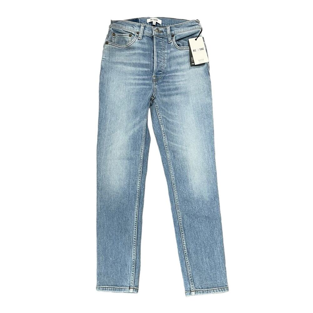 Re/Done 90s High Rise Ankle Crop Jeans Size 26 Button Fly Aged Costa Indigo